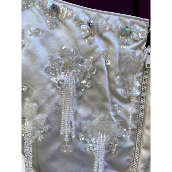 Vintage 1960s Satin Silk glass dangle Bead  Formal Top Tank Hong Kong - Picture 5 of 16